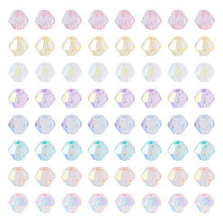Mixed Color 16 Strands 8 Colors Transparent Glass Beads Strands, Bicone, Half Plated, AB Color Plated, Faceted, Dyed & Hearted, Mixed Color, 4~4.5x3.5~4mm, Hole: 0.8~0.9mm, about 80~82pcs/strand, 12.20~12.40 inch(31~31.5cm), 2 strands/color