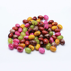 Mixed Color Spray Painted Drawbench Acrylic Beads, Oval, Mixed Color, 10x7.5mm, Hole: 1mm, about 1400pcs/500g
