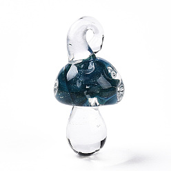 Прусский Синий Подвески лэмпворк ручной работы, импортировано из Италии, грибные прелести, берлинская лазурь, 27~31.5x13.5~14x13~14 мм, отверстие : 3
~4.5x2.5~5 мм