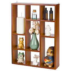 Saddle Brown Wooden Multi-Compartment Storage Shelf, Rectangle, Saddle Brown, 295x69x395mm