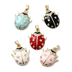 (52) Непрозрачная лаванда Латунные микро проложить кубического циркония подвески, коровка, с эмалью, долговечный, стойки покрытие, без свинца и без кадмия, разноцветные, 22x18x4.5 мм, отверстие : 4.5x2.5 мм
