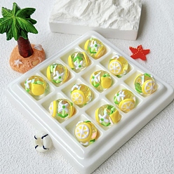 Желтый Акриловые бусины, бусины ручной работы, круглый с фруктами, желтые, 16 мм, отверстие : 3 мм