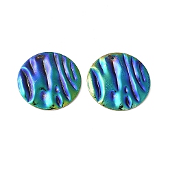 Rainbow Color Подвески из текстурной латуни, без кадмия, без никеля и без свинца, плоские круглые прелести, Радуга цветов, 25x2 мм, отверстие : 1.2 мм