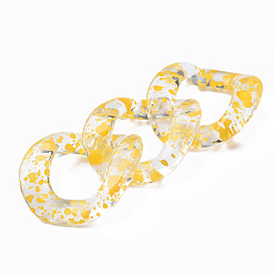 Gold Transparent Acrylic Linking Rings, Quick Link Connectors, for Curb Chains Making, Twist Oval, Gold, 40x33x10mm, Inner Diameter: 19x23mm