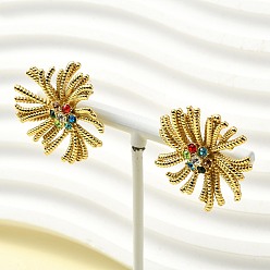 Цветок 304 серьги-гвоздики из нержавеющей стали с микропаве из прозрачного кубического циркония для женщин, цветок, 27x26 мм