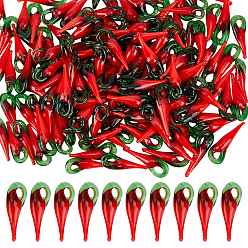 Красный 200 кулоны лэмпворк ручной работы, горячие прелести перец, красные, 17~26.5x6.5~9.5x5~6 мм, отверстие : 4~7 мм