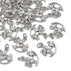 Platinum SHEGRACE Brass Pave Clear Cubic Zirconia Charms, Rocking Horse Charms, Cadmium Free & Nickel Free & Lead Free, Long-Lasting Plated, Platinum, 12x11x2mm, Hole: 2.5mm