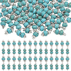 Antique Silver & Platinum 60Pcs 2 Styles Glass & Synthetic Turquoise Pendants, with Brass Findings, Antique Silver & Platinum, 14.1mm, Hole: 1.4mm, 30pcs/style