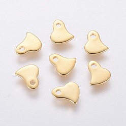 Настоящее золото 24K 201 прелести нержавеющей стали, штамповка пустой метки, сердце, реальный 24 k позолоченный, 6x6x1 мм, отверстие : 1 мм