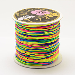 Разноцветный Нейлоновая нить, гремучий атласный шнур, ювелирные изделия шнур нейлона для пользовательских ювелирных изделий делает тканые, красочный, 0.8 мм, около 131.23 ярдов (120 м) / рулон