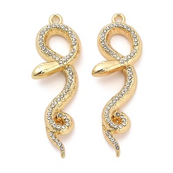 Золотой Подвески из сплава с покрытием стойки со стразами, змея, золотые, 48.5x17x5 мм, отверстие : 1.8 мм