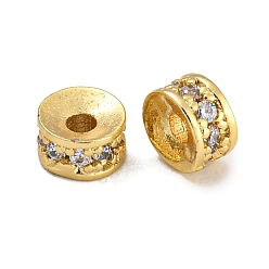 Прозрачный Стойки обшивки латунь микро проложить кубического циркония бусы, без свинца и без кадмия, долговечный, реальный 18 k позолоченный, круглые, прозрачные, 4x2 мм, отверстие : 1.4 мм