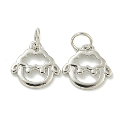 Овца Стойки обшивки латунные подвески, с прыжковых колец, долговечный, без свинца и без кадмия, зодиакальный шарм, овца, 11.5x11.5x1.5 мм, отверстие : 3.5 мм