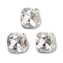 Серебряный Оттенок K 9 кабошоны из стеклянного страза, задние и задние, suqare, серебряный оттенок, 8x8x4 мм