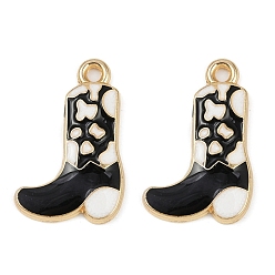 Черный Подвески из эмали и сплава, ковбойские сапоги очарование, золотые, чёрные, 22x14.5x2.5 мм, отверстие : 1.8 мм, 10 шт / комплект
