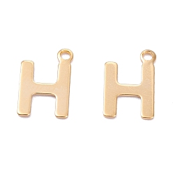 Letter H 201 прелести нержавеющей стали, алфавит, реальный 18 k позолоченный, letter.h, 12x7.9x0.6 мм, отверстие : 1.2 мм