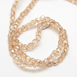 Goldenrod Electroplate Glass Beads Strands, Half Plated, Faceted, Cube, Goldenrod, 4x4x4mm, Hole: 1mm, about 100pcs/strand, 15.7 inch