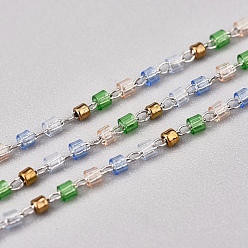 (52) Непрозрачная лаванда Цельнозерновые бисерные цепочки, с кабельными цепями из нержавеющей стали, несварные, с катушкой, цвет нержавеющей стали, разноцветные, 1~2x0.9~1.5 мм, около 26.24 футов (8 м) / рулон