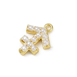 Настоящее золото 18K Латунь прелести, с абс пластмассовой имитационной жемчужиной, долговечный, без кадмия и без свинца, стойки покрытие, Стрелец, реальный 18 k позолоченный, 14.5x10.5x3.5 мм, отверстие : 1.2 мм