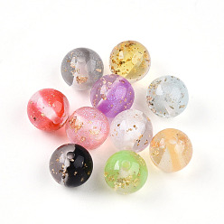 (52) Непрозрачная лаванда Двухцветные прозрачные смоляные бусины, круглые, с блестящей пудрой и золотой фольгой, разноцветные, 12 мм, отверстие : 2 мм