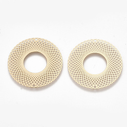 Light Gold Соединители латунные звенья, гравированные металлические украшения, без кадмия, без никеля и без свинца, пончик, золотой свет, 30x0.3 мм, отверстие : 1.2 мм