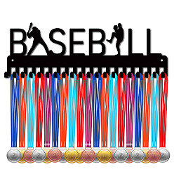 Baseball Рамка для железных медалей, вешалка для медалей, 20 крючки, с винтами, регби, 133x400 мм, отверстие : 5 мм