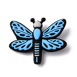 Темно-Голубой Силиконовые бусины, фокусные бусы, стрекоза, глубокое синее небо, 30x36x9 мм, отверстие : 2 мм