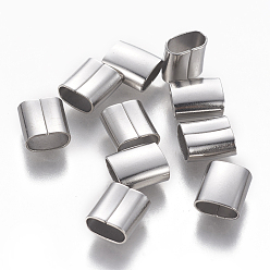 Нержавеющая Сталь Цвет Не тускнеет 304 подвески-слайдеры из нержавеющей стали/бусины-слайдеры, для изготовления кожаных браслетов, прямоугольные, цвет нержавеющей стали, 9.5x8.5x5 мм, отверстие : 3.5x7.5 мм