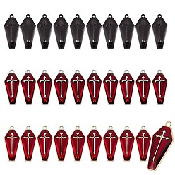 (52) Непрозрачная лаванда 30шт 3 цвета хэллоуин подвески из сплава эмали, гроб с крестом, разноцветные, 25.5x11x1.5 мм, 10 шт / цвет