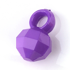 Blue Violet Opaque Acrylic Pendants, Faceted Round, Blue Violet, 13x8.5x8mm, Hole: 3.2mm, about 1400pcs/500g