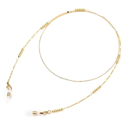 Doré  Chaînes de lunettes, tour de cou pour lunettes, avec chaînes de câble en laiton et chaînes à perles, 304 fermoirs à pince de homard en acier inoxydable et extrémités en caoutchouc, or, 27.36 pouce (69.5 cm)