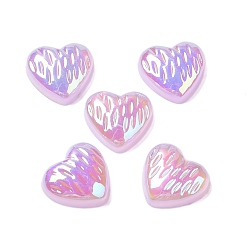 Lilac UV Plating Acrylic Cabochons, Iridescent, Heart, Lilac, 11.5~12x12~12.5x4mm