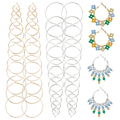 Золотой & Серебряный 2 комплекты серег-колец из цветного сплава, золотой и серебряный, 19.5~75.5x1.5 мм, 12 пара / сумка, 1 сумка / цвет