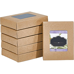 BurlyWood Rectangle Foldable Creative Cardboard Box, Gift Box, with Window, BurlyWood, 10x8x2.05cm