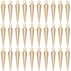 Настоящее золото 24K 120 кулон из латуни шт., без кадмия и без свинца, конус очарование, реальный 24 k позолоченный, 15x3x1 мм, отверстие : 1 мм