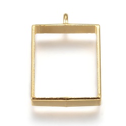 Golden Alloy Open Back Bezel Big Pendants, For DIY UV Resin, Epoxy Resin, Pressed Flower Jewelry, Rectangle, Golden, 29x20x5mm, Hole: 2.2mm