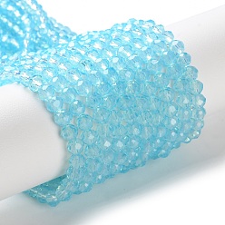 Темно-Голубой Запекание окрашенные прозрачные стеклянные бусины нити, имитация Opalite, граненые, круглые, глубокое синее небо, 4 мм, отверстие : 0.9 мм, около 105~110 шт / нитка, 38~39 см