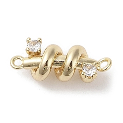 Настоящее золото 18K Латунные подвески из прозрачного кубического циркония, без кадмия, без никеля и без свинца, весенние ссылки, реальный 18 k позолоченный, 7.5x19x6 мм, отверстие : 1.4 мм