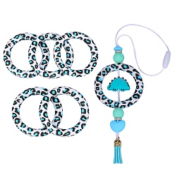 (52) Непрозрачная лаванда 5 шт. кольцо из экологически чистого пищевого силикона фокусные бусины, белые, 65x9.5 мм, отверстие : 3 мм, внутренний диаметр: 44 мм