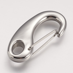 Нержавеющая Сталь Цвет Устойчивый к потускнению 304 нержавеющая сталь защелкивающийся брелок с застежкой, цвет нержавеющей стали, 50x23.5x8 мм, отверстие : 6x10 мм