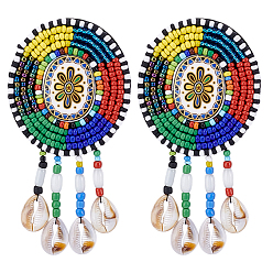 Разноцветный 2 шт. нетканый материал для вышивки иглой из фетра и ракушек, аппликации из ткани, вышивать нитками, пришивать/приутюживать заплатки, красочный, 125x60 мм