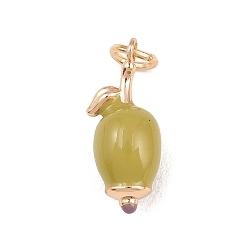Яблоко 304 нержавеющей стальной эмали подвески, золотые, яблоко, 21x8x9 мм, Перейти кольцо: 6x1 мм, 4 мм внутренним диаметром