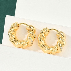 Настоящее золото 18K Серьги-кольца из латуни с кубическим цирконием, реальный 18 k позолоченный, 17.5x5x15.5 мм