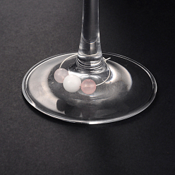 Cuarzo Rosa Rosas naturales encantos copa de vino de cuarzo, con copa de vino de latón encanto anillos pendientes de aro, el color plateado de plata, 30 mm