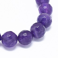 Amethyst Natural Amethyst Beads Strands, Faceted, Round, 8mm, Hole: 0.8mm, about 49~50pcs/strand, 15.7 inch(40cm)