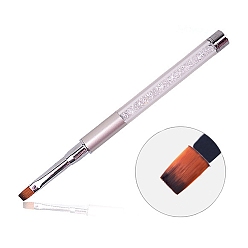 Серебро Кисточка для подводки ногтей со стразами, Пластиковая кисточка для тонкой работы с защитным футляром для маникюра., серебряные, 14.4~15.25x1 см