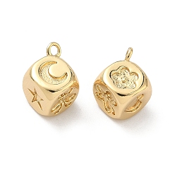 Настоящее золото 18K Латунные подвески, амулеты в кости, реальный 18 k позолоченный, 12x9x9 мм, отверстие : 1.4 мм