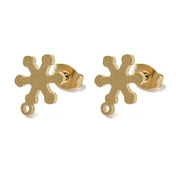 Золотой Ионное покрытие (IP) 304 Выводы шпилек из нержавеющей стали, снежинка, золотые, 12x9 мм, отверстие : 1.2 мм, штифты : 11x0.7 мм