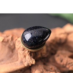 Синий Драгоценный Камень Синтетический голубой авантюрин яйцо фигурки статуэтки для домашнего офиса украшение рабочего стола, 30x20 мм