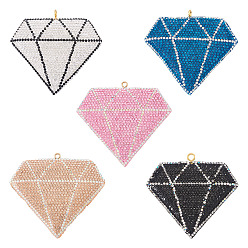 (52) Непрозрачная лаванда 5шт. 5 цветов, подвески из полимерной глины ручной работы со стразами, большие., алмаз, разноцветные, 66x71x12 мм, отверстие : 2.5 мм, 1 шт / цвет